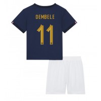 Camiseta Francia Ousmane Dembele #11 Primera Equipación Replica Mundial 2022 para niños mangas cortas (+ Pantalones cortos)